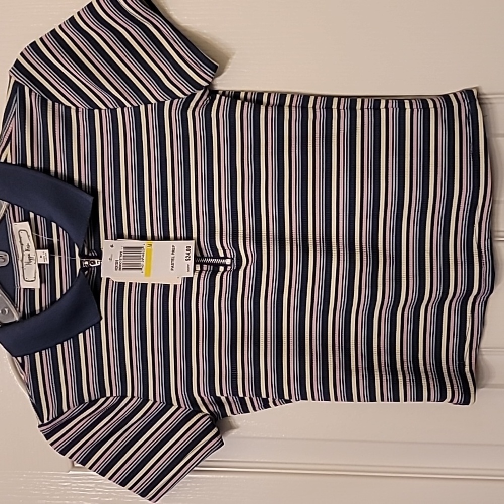 NWT Striped Crop Polo - Picture 1 of 7